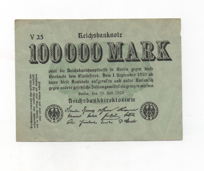 ALEMANIA DEL AÑO 1923 DE 100000 MARCOS